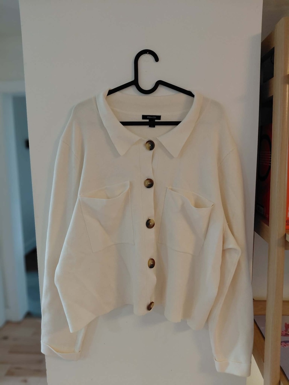 ⭐️ 2/$40 RW&CO Cream Button-Front Collared sweater blazer Size XXL